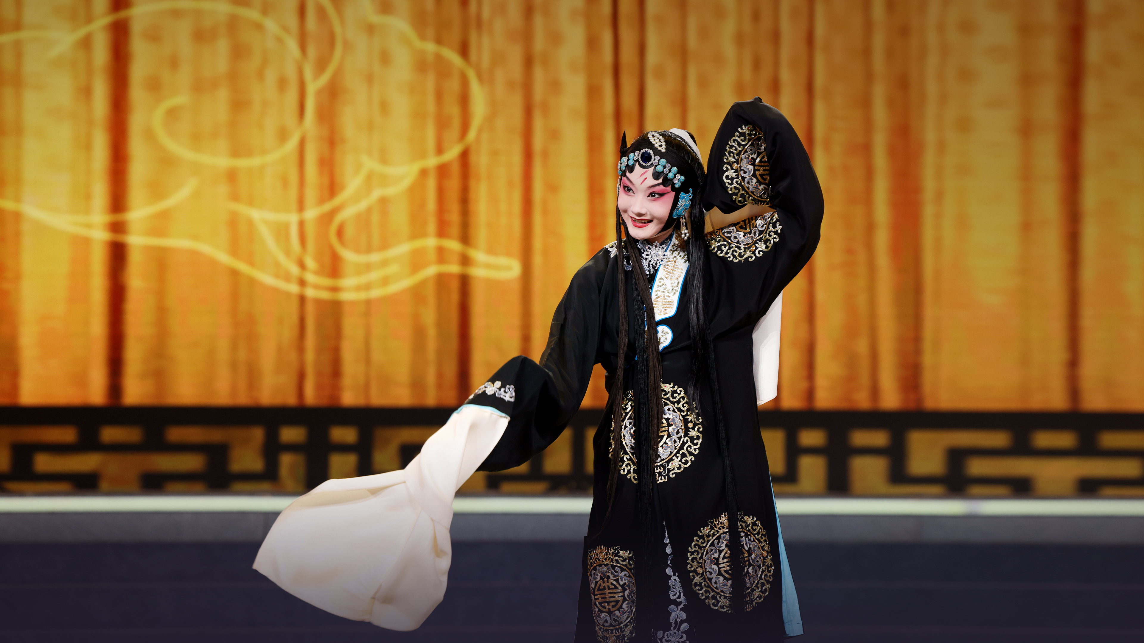 A young Peking Opera actress performs on stage in Beijing, China, in this undated photo. /Photo provided to CGTN