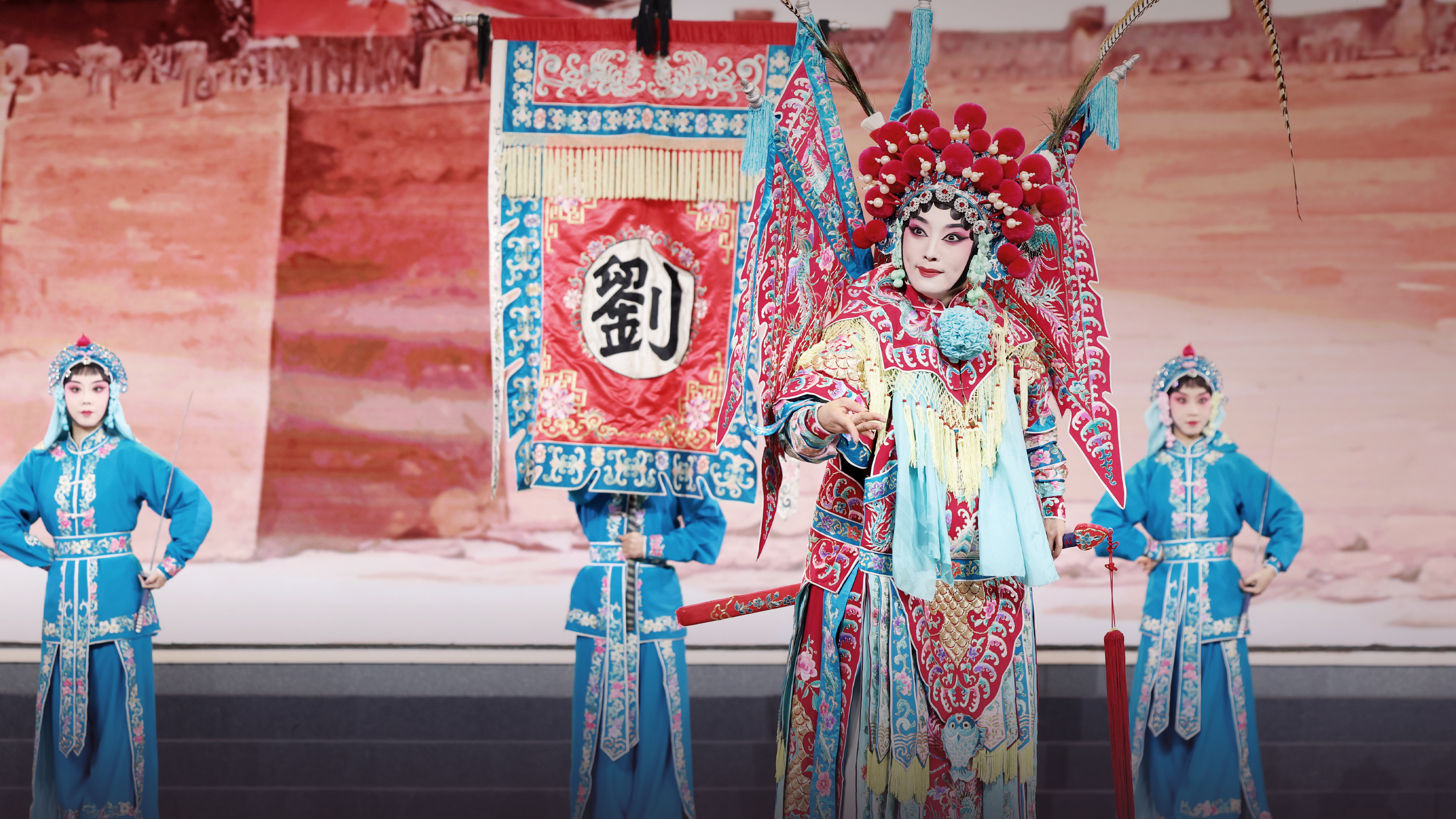 Young Peking Opera talents perform on stage in Beijing, China, in this undated photo. /Photo provided to CGTN