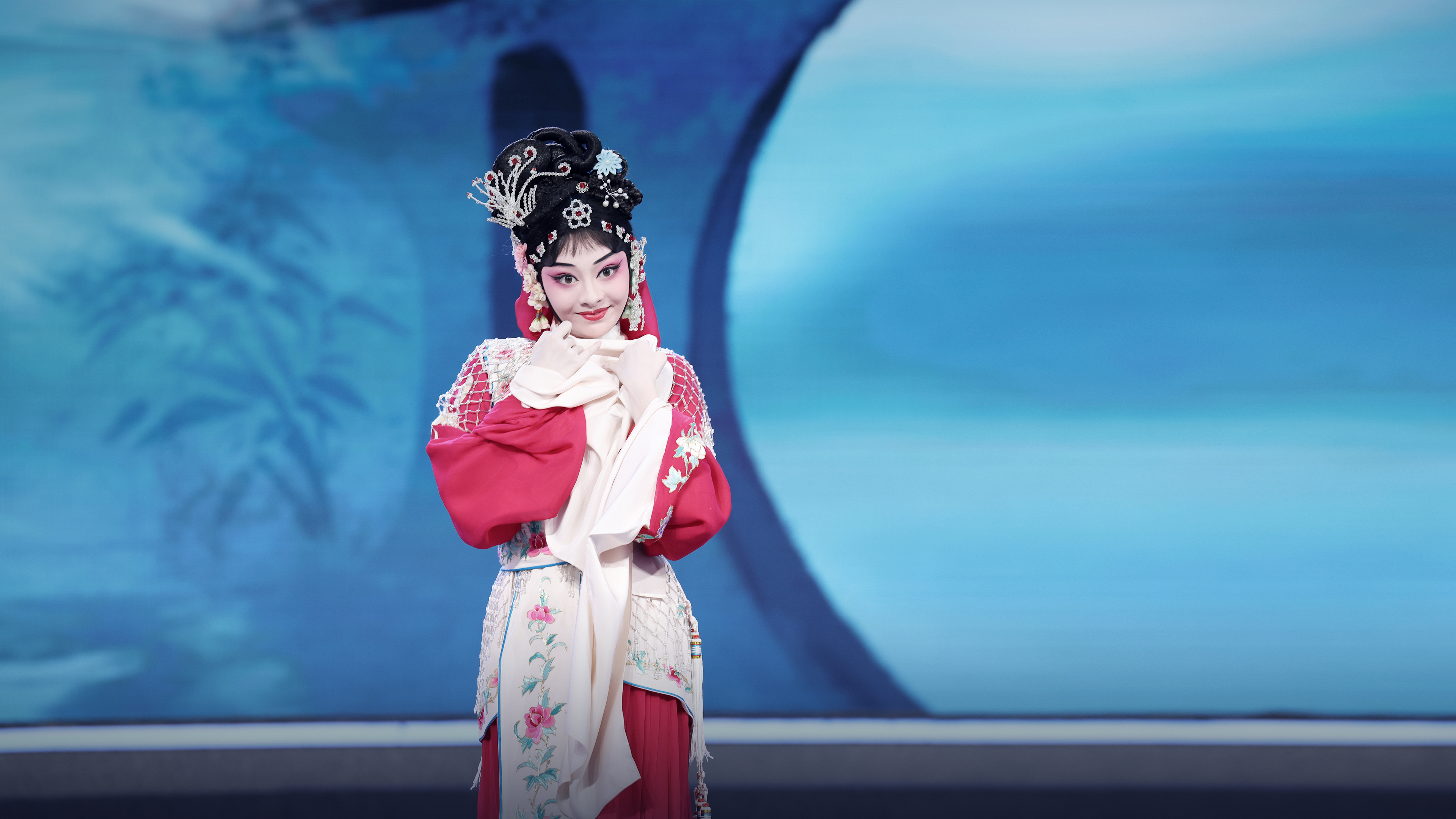 A young Peking Opera actress performs on stage in Beijing, China, in this undated photo. /Photo provided to CGTN