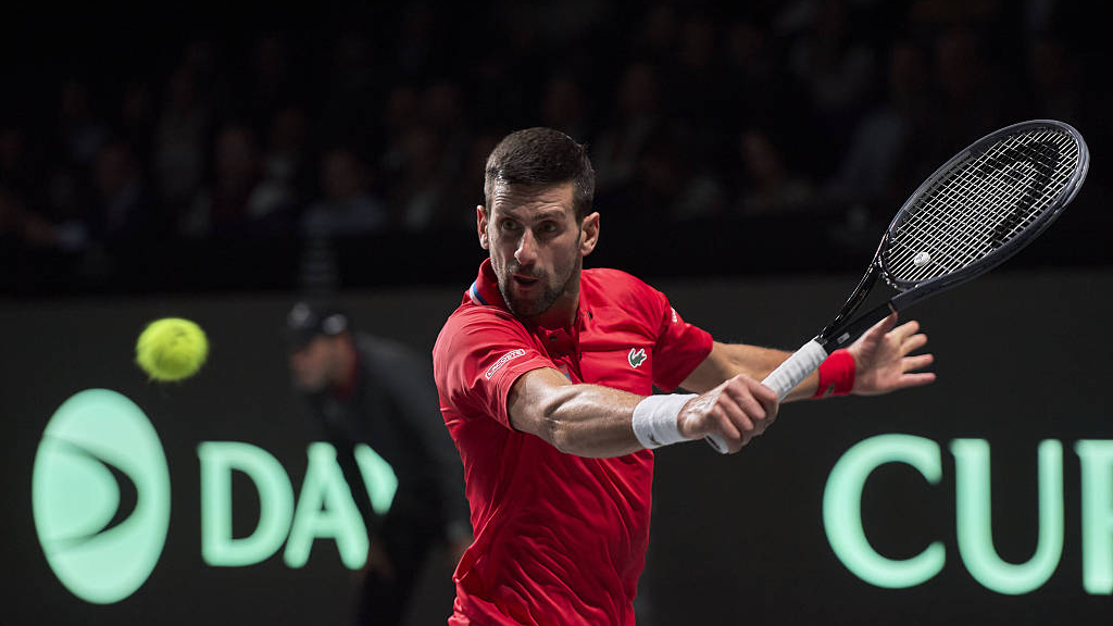 Novak Djokovic in action during the Davis Cup quarterfinal round in Malaga, Spain, November 23, 2023. /CFP
