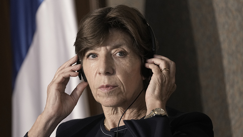 French Minister for Europe and Foreign Affairs Catherine Colonna during a press conference at the Egyptian foreign ministry headquarters in Cairo, Egypt, October 16, 2023. /CFP