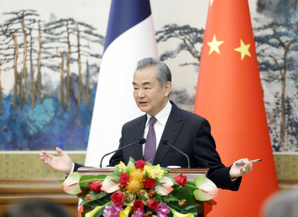 Chinese Foreign Minister Wang Yi, also a member of the Political Bureau of the CPC Central Committee, meets the press after talks with French Foreign Minister Catherine Colonna in Beijing, China, November 24, 2023. /Chinese Foreign Ministry