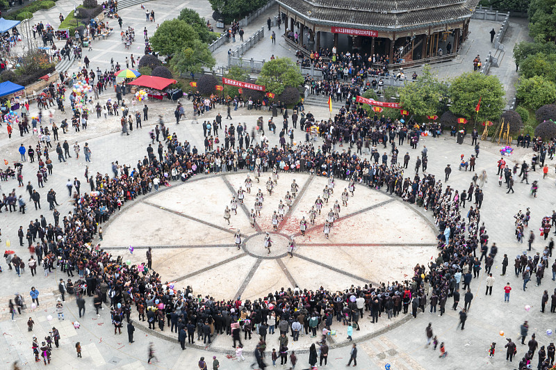 People from the Dong ethnic group gather to celebrate the Lusheng Festival in Congjiang County, Guizhou Province, November 26, 2023. /CFP