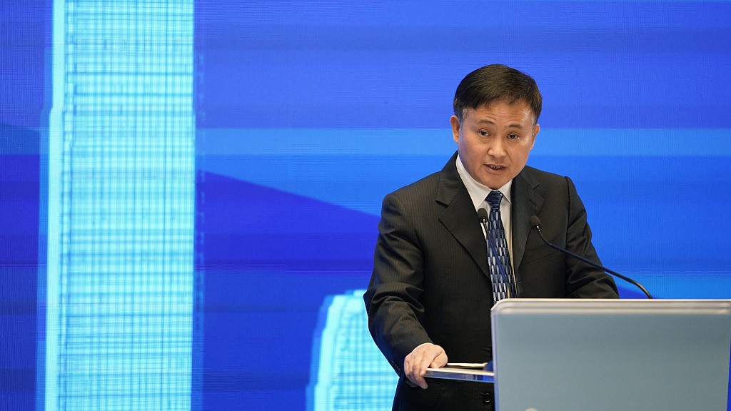 Pan Gongsheng, governor at the People's Bank of China, speaks at the HKMA-BIS High-Level Conference in Hong Kong Special Administrative Region, China, November 28, 2023. /CFP
