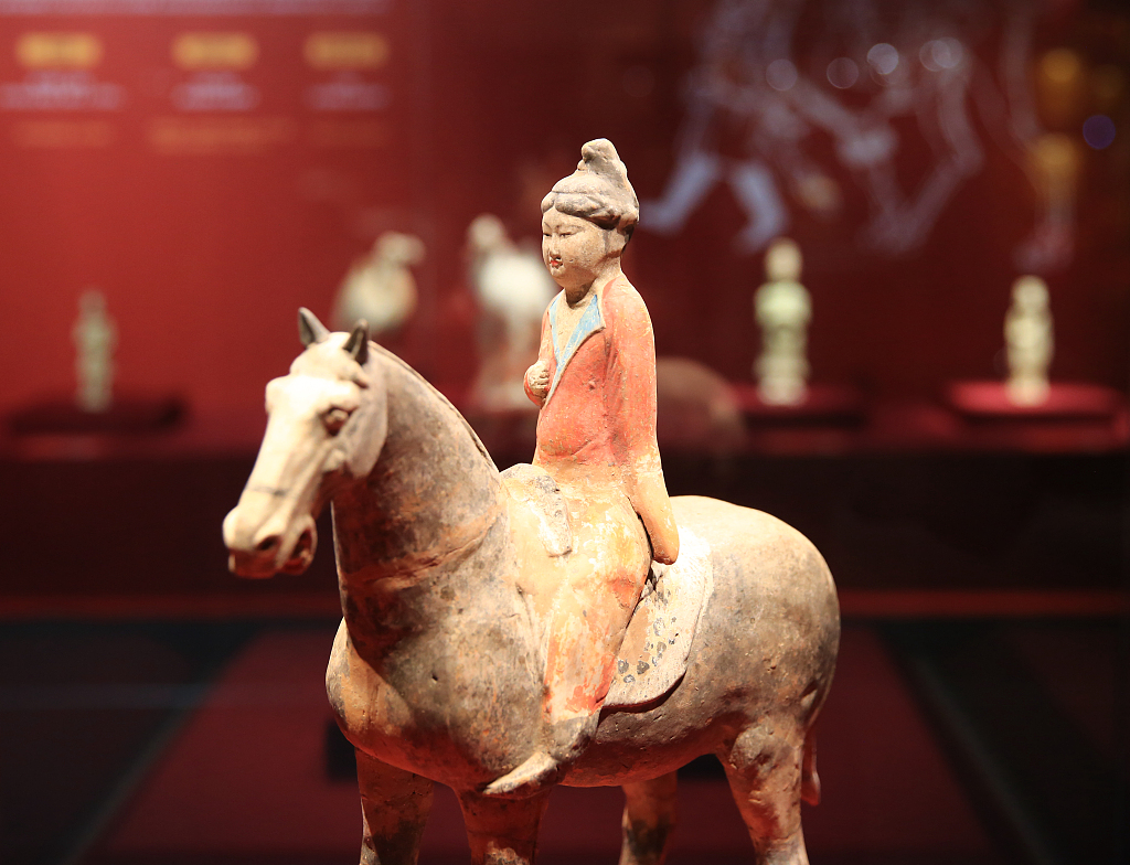 Photo taken on November 28, 2023 shows a cultural relic from Tang Dynasty on display at the Fujian Museum in Fuzhou, Fujian Province. /CFP