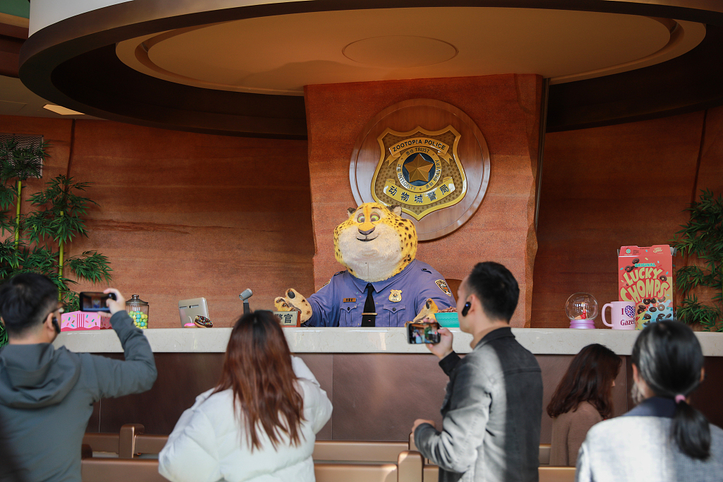A photo taken on November 29, 2023 shows the character of a rookie police officer from the Zootopia Police Department from the animated movie 