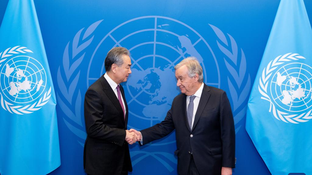 Chinese Foreign Minister Wang Yi, also a member of the Political Bureau of the Communist Party of China Central Committee, meets with UN Secretary-General Antonio Guterres at the UN headquarters in New York, U.S., November 28, 2023. /Xinhua