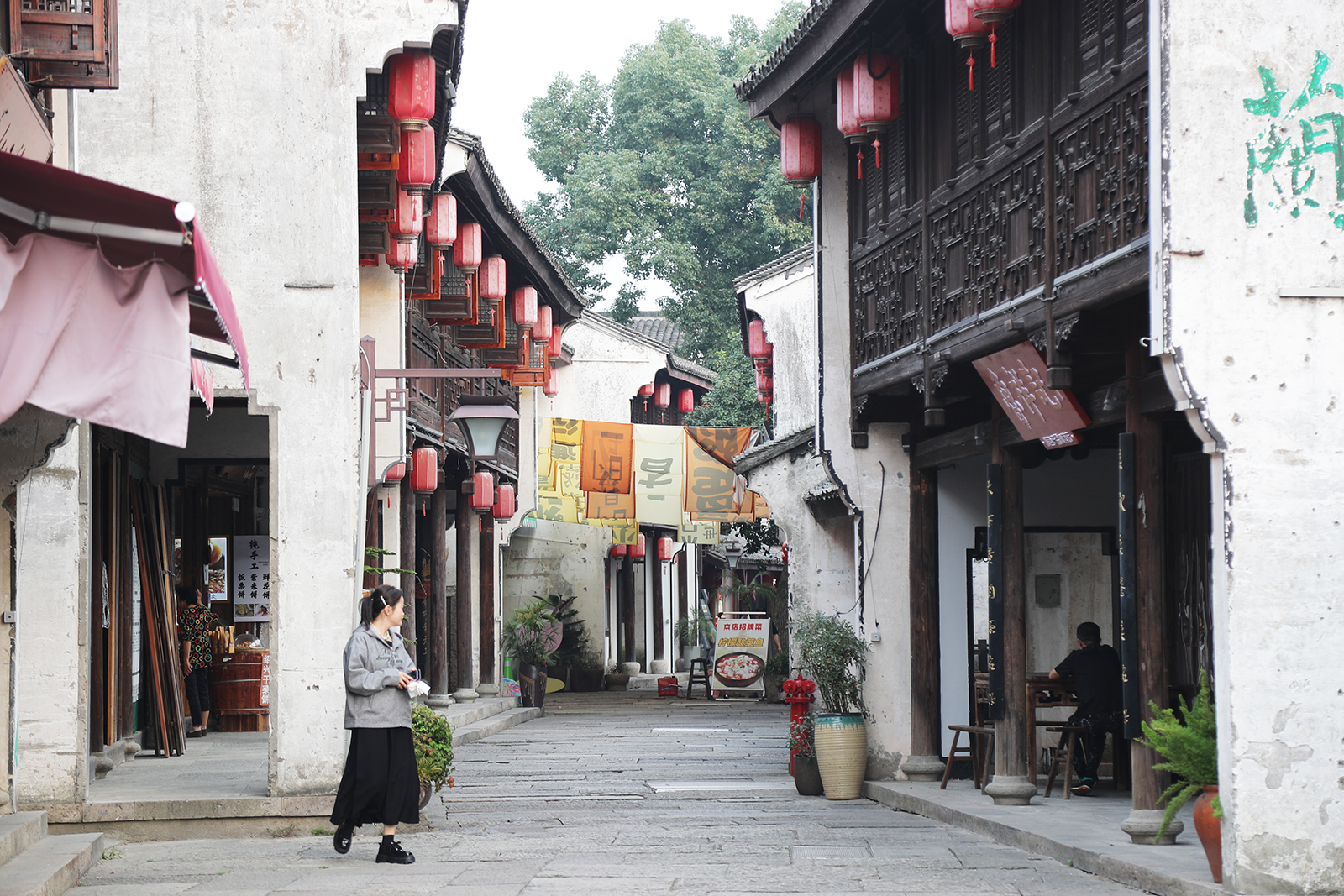 The main street of Luzhen was built according to the descriptions found in Lu Xun's novels in Shaoxing, Zhejiang Province. /CGTN