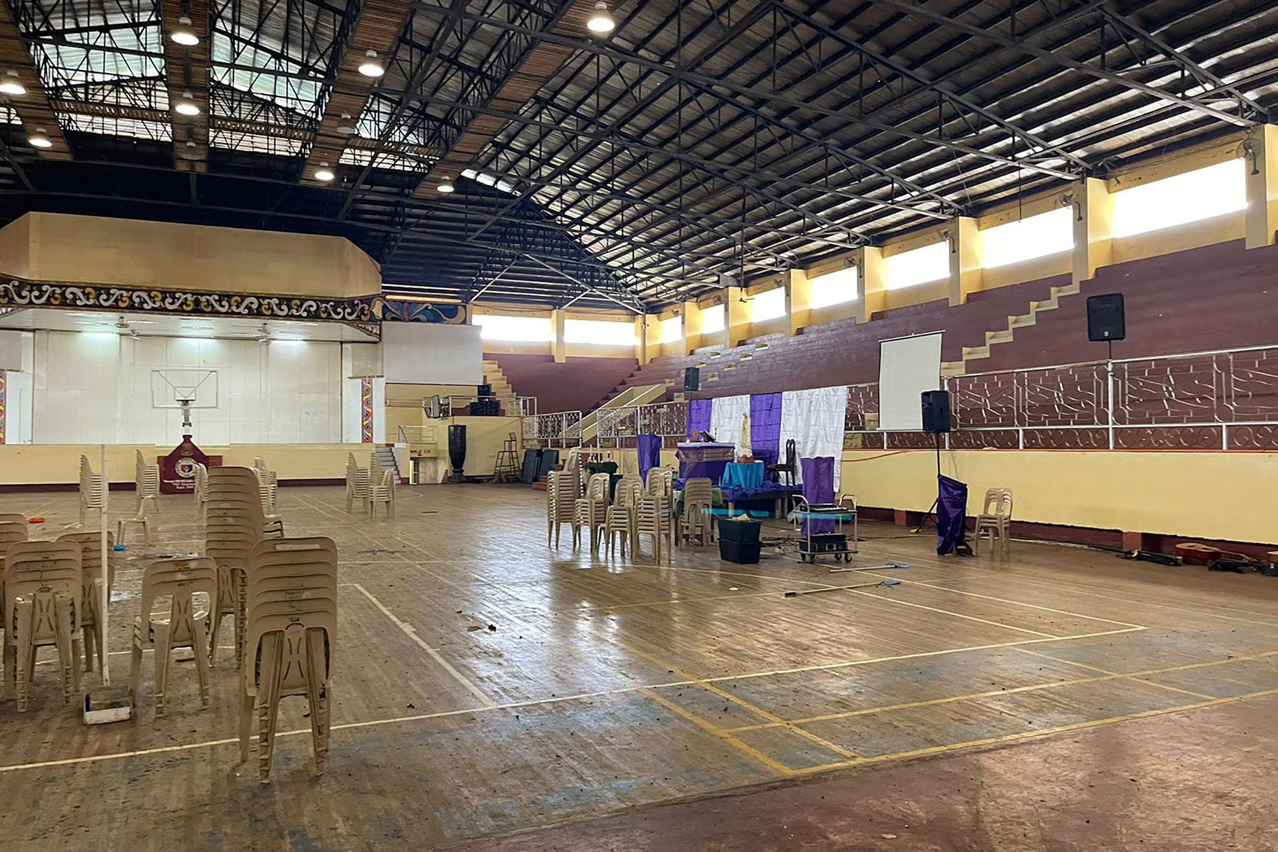 The Mindanao State University gymnasium after a bomb attack in Marawi, Lanao Del Sur province, the Philippines, December 3, 2023. /AFP