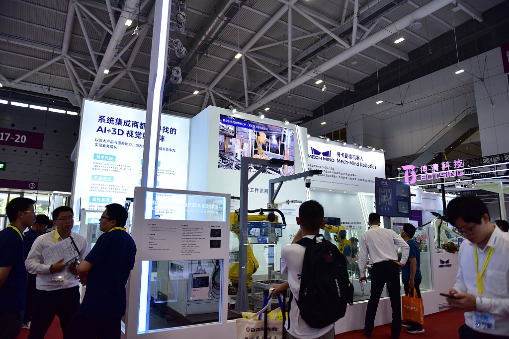 Products of Mech-Mind Robotics are on display in Shenzhen International Convention and Exhibition Center, Shenzhen City, south China's Guangdong Province, June 27, 2023. /CFP