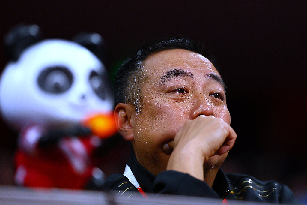Liu Guoliang, the deputy president of the ITTF, looks on during the opening day of the ITTF Mixed Team World Cup in Chengdu, China, December 4, 2023. /CFP