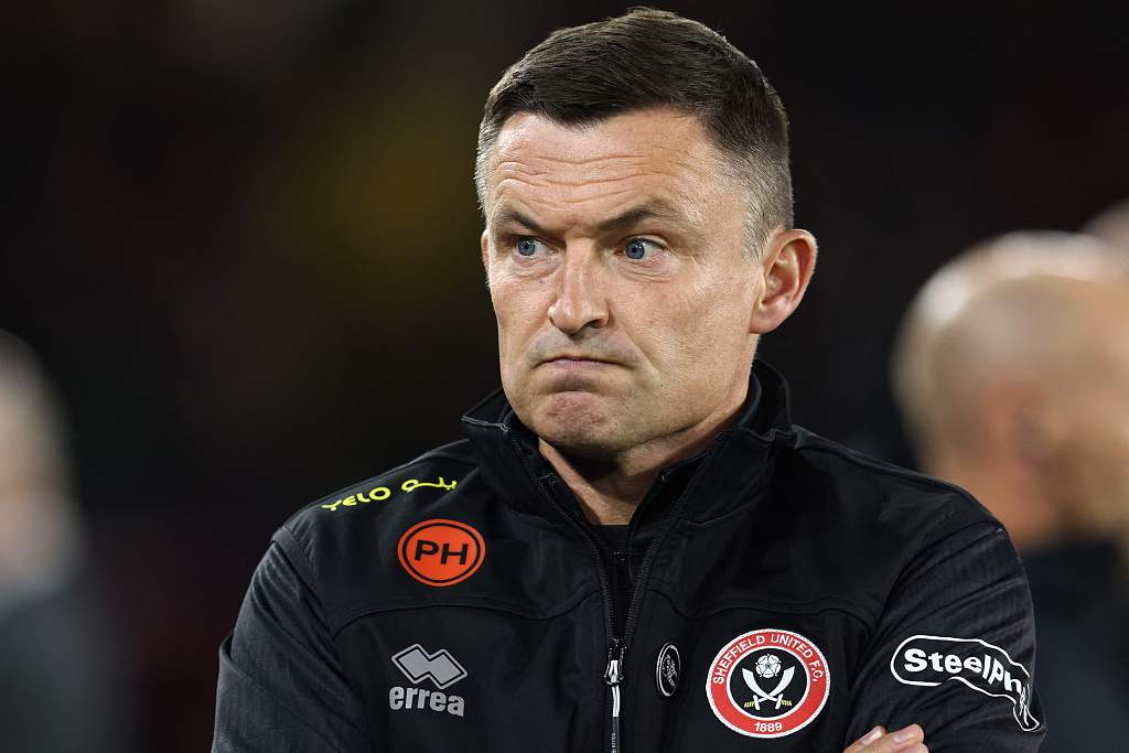 Sheffield United manager Paul Heckingbottom during their clash with Manchester United at Bramall Lane in Sheffield, England, October 21, 2023. /CFP