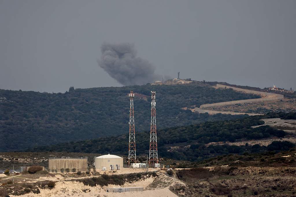 A picture taken from the Israeli side of border with Lebanon shows Israeli shelling around the southern Lebanese village of Aita al-Shaab, December 5, 2023. /CFP