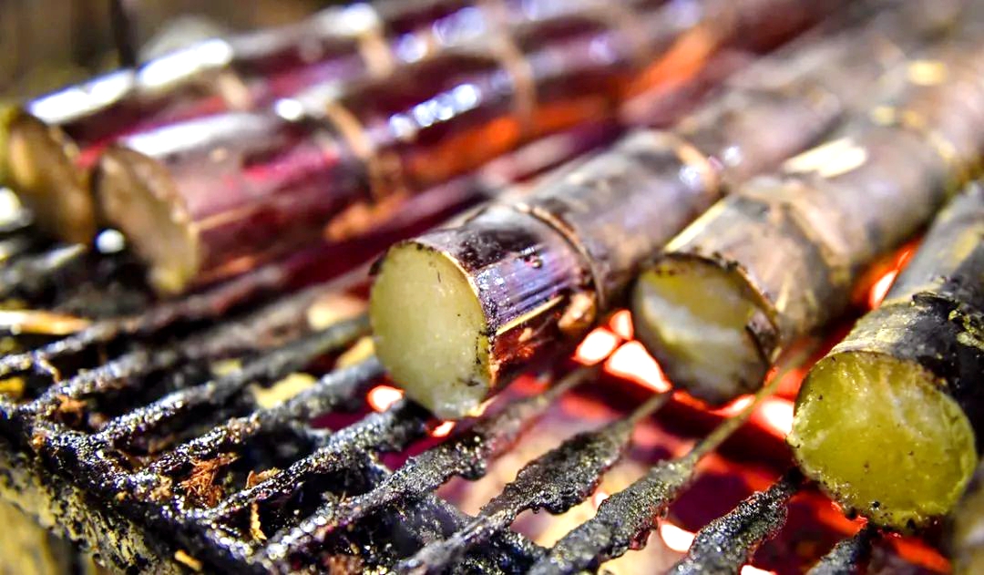 Grilled sugarcane is a popular snack in Hainan Province. /Photo provided to CGTN