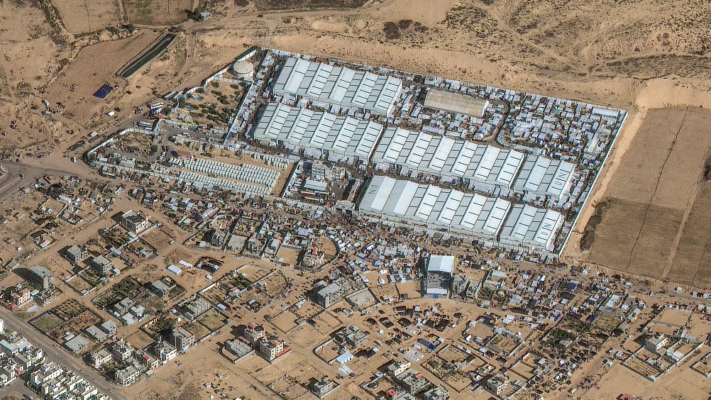 A satellite image shows a United Nations aid center and a camp in Rafah, southern Gaza Strip, December 3, 2023. /CFP