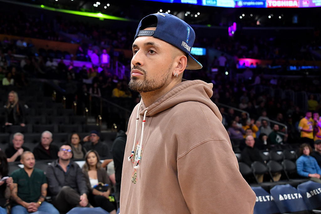 Nick Kyrgios attends a basketball game between the Los Angeles Lakers and the Houston Rockets at Crypto.com Arena in Los Angeles, U.S., December 2, 2023. /CFP
