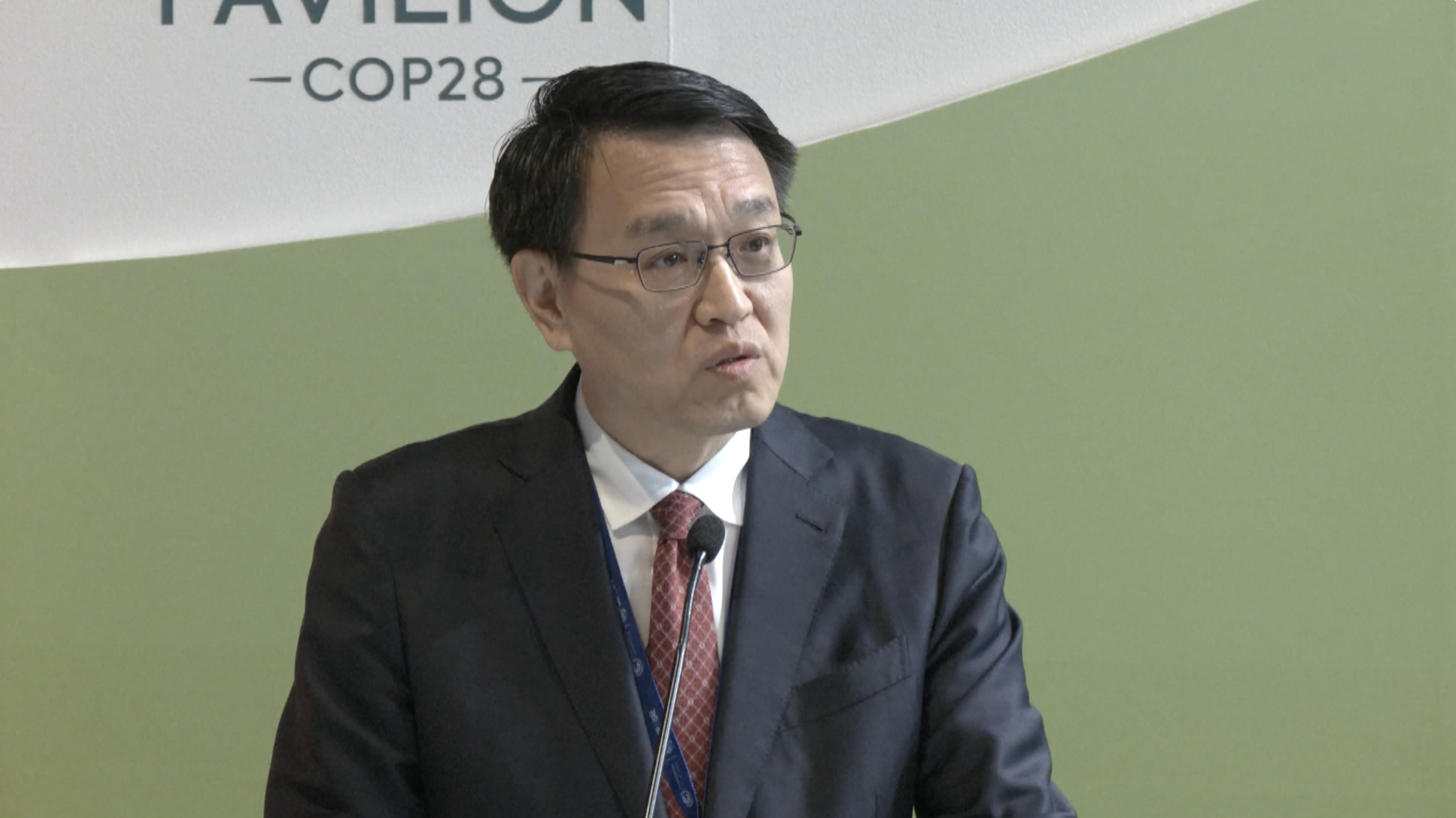 Zhao Yingmin, vice minister of ecology and environment, spoke at a China pavilion side event. /CMG