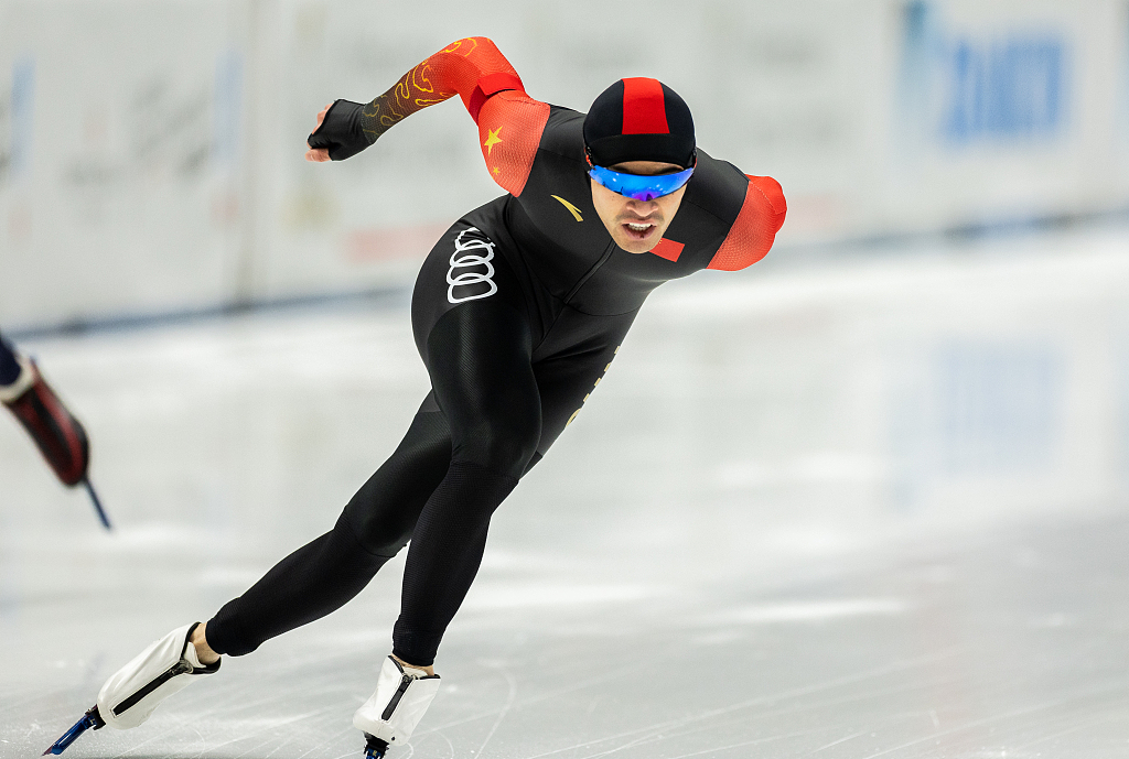 Ning Zhongyan of China competes in the men's 1,500m Division A race during the ISU Speed Skating World Cup in Tomaszow Mazowiecki, Poland, December 9, 2023. /CFP