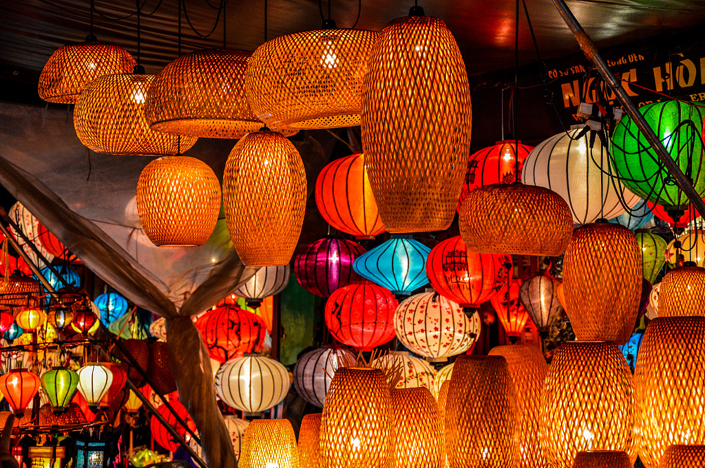 A file photo shows brightly lit lanterns of various designs adorning Hoi An Ancient Town in Quang Nam Province, Vietnam. /CFP