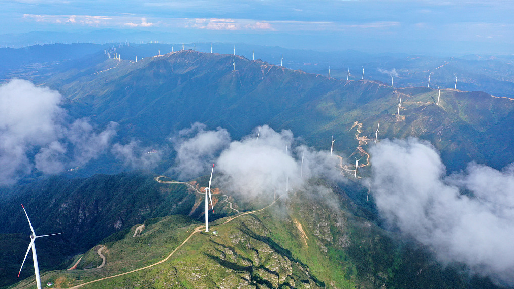Wind turbines on a mountain in Ji'an City, east China's Jiangxi Province, September 12, 2023. /CFP