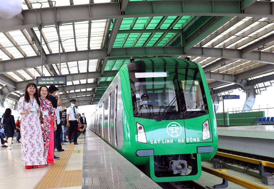 The China-constructed Cat Linh-Ha Dong metro line project in Hanoi, Vietnam, November 6, 2021. /Xinhua