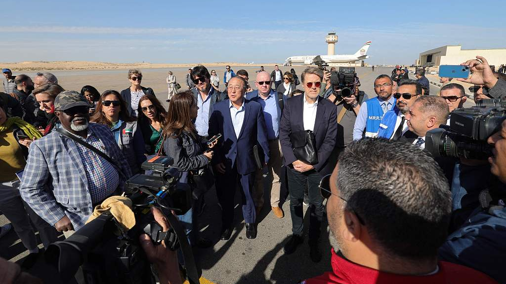 UN Security Council ambassadors arrive in Al-Arish before heading to Rafah, December 11, 2023. /CFP