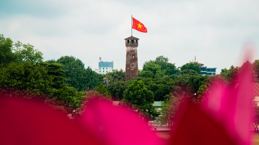 The Flag Tower of Hanoi, a part of the Thang Long Imperial Citadel, in Hanoi, Vietnam, June 27, 2023. /Xinhua