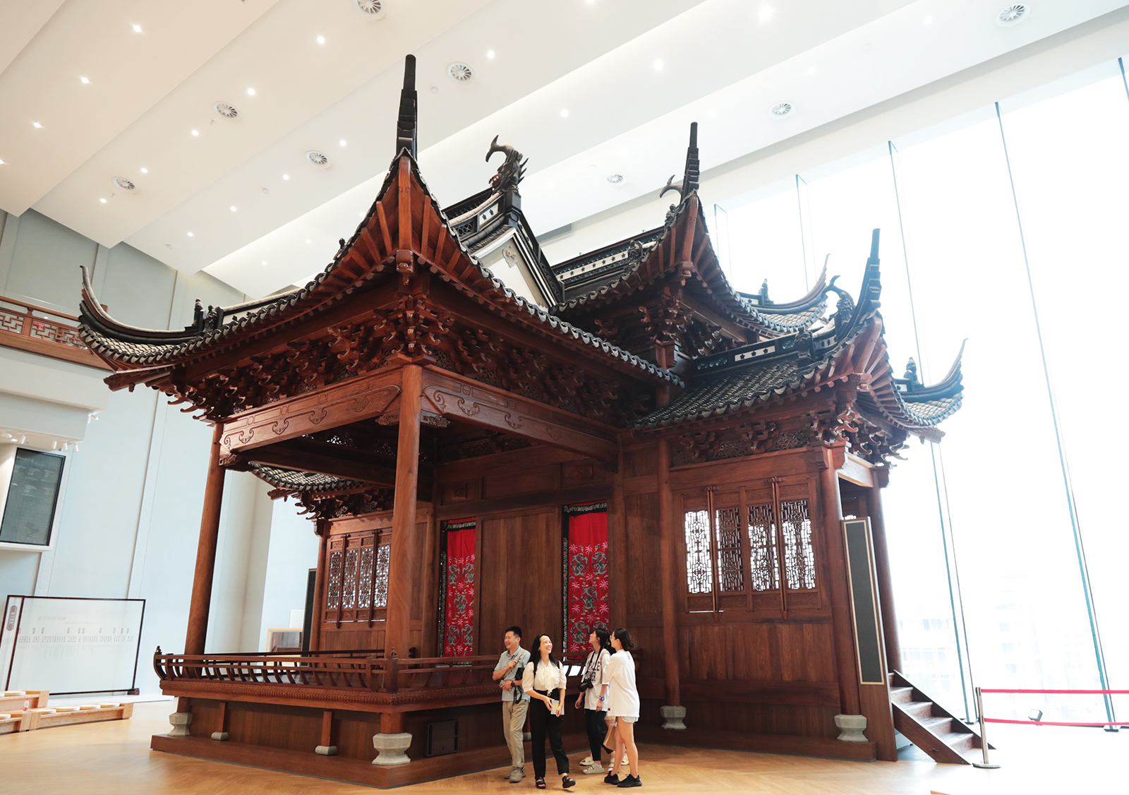 An ancient style Chinese opera stage is on display at Zhejiang Intangible Cultural Heritage Museum in Hangzhou, Zhejiang Province. /CGTN