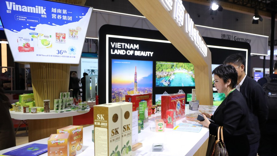 The booth of Vietnam at the 6th CIIE in east China's Shanghai, November 6, 2023. /Xinhua