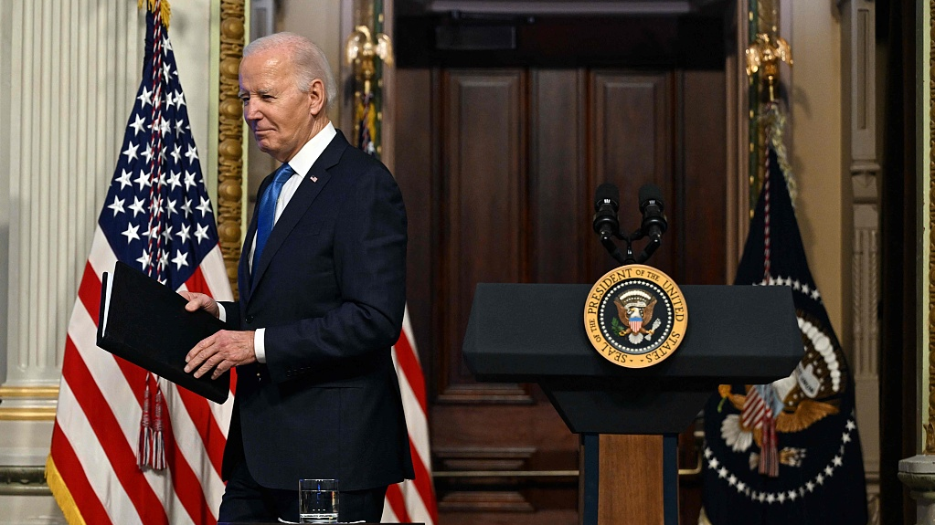 U.S. President Joe Biden leaves after speaking at a meeting of the National Infrastructure Advisory Council, in the Indian Treaty Room of the White House in Washington, D.C., U.S., December 13, 2023. /CFP 