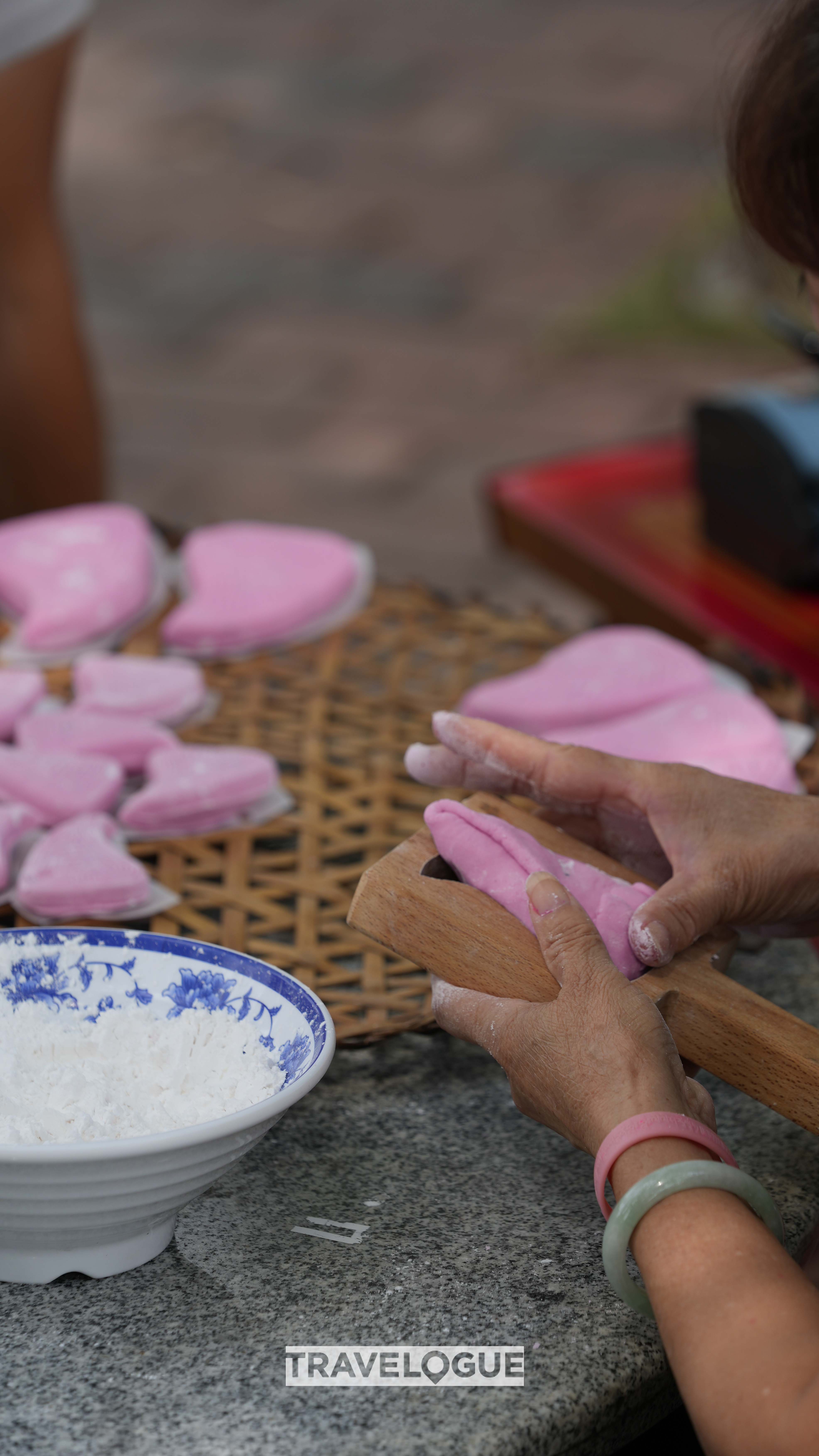 The desserts are imprinted with the character for 