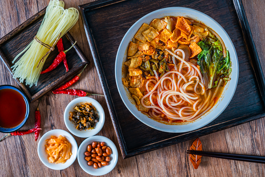 A bowl of luosifen, or river snail rice noodles. /CFP