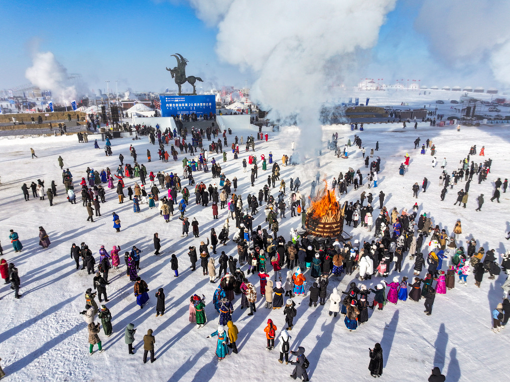 The 20th Ice and Snow Naadam of the Inner Mongolia Autonomous Region opens in Hulun Buir on December 17, 2023. /CFP