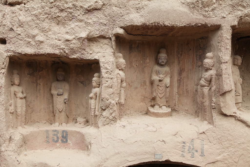 An undated photo shows some statues at the Bingling Temple Grottoes in Yongjing County, Linxia Hui Autonomous Prefecture, Gansu Province. /CFP