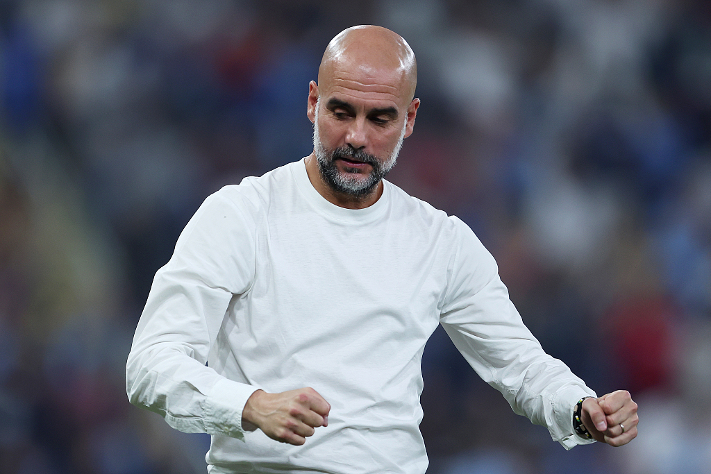 Manchester City manager Pep Guardiola during their Club World Cup clash with Urawa Red Diamonds at King Abdullah Sports City in Jeddah, Saudi Arabia, December 19, 2023. /CFP