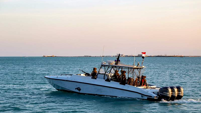 Yemeni coastguard members loyal to the internationally-recognized government ride in a patrol boat in the Red Sea off the government-held town of Mokha in the western Taiz province, close to the strategic Bab al-Mandab Strait, December 12, 2023. /CFP