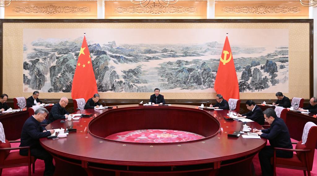 Xi Jinping, general secretary of the CPC Central Committee, delivers an important speech as he chairs the criticism and self-criticism meeting of the Political Bureau of the CPC Central Committee. The meeting was held from Thursday to Friday. /Xinhua