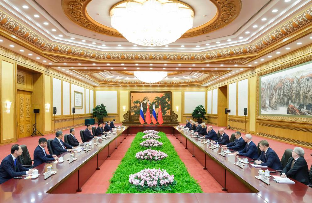 Chinese President Xi Jinping meets with Prime Minister of the Russian Federation Mikhail Mishustin in Beijing, capital of China, December 20, 2023. /Xinhua