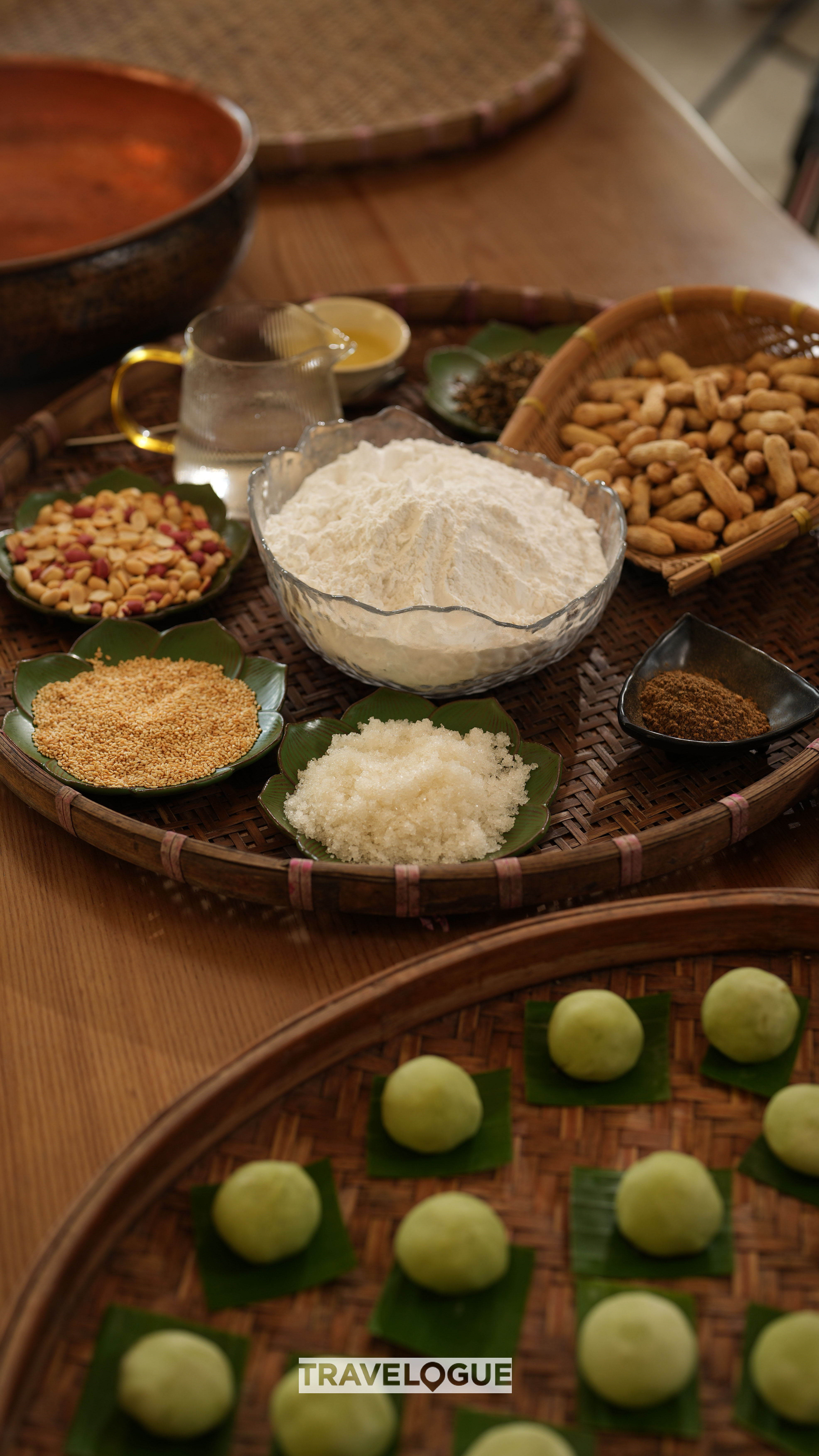 An undated photo shows ciba, a sweet snack from Shaoguan, Guangdong Province, and its ingredients. /CGTN