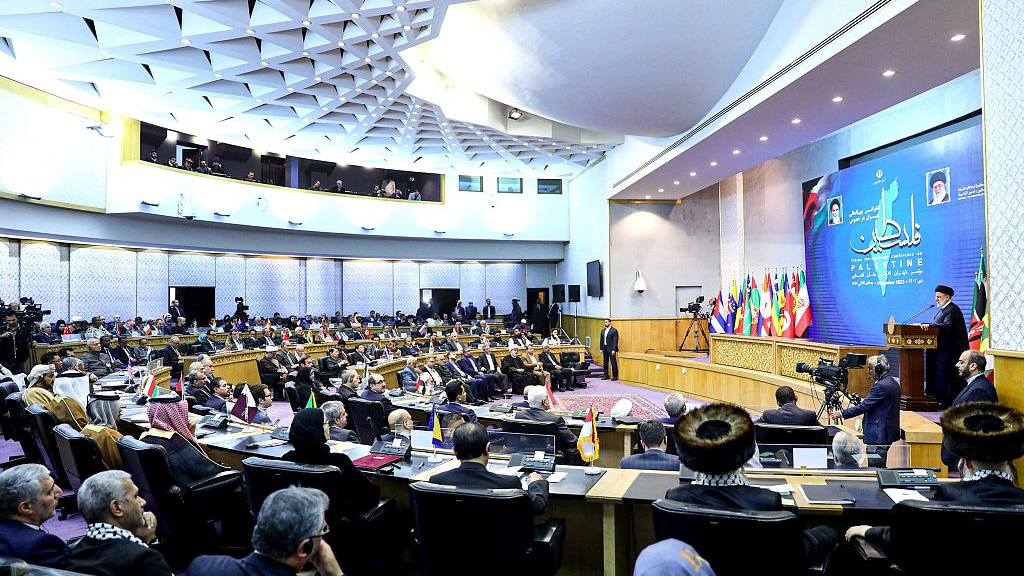 Iranian President Ebrahim Raisi speaks at an international conference to rally support for the Palestinians in Gaza and the West Bank in Tehran, Iran, December 23, 2023. /CFP