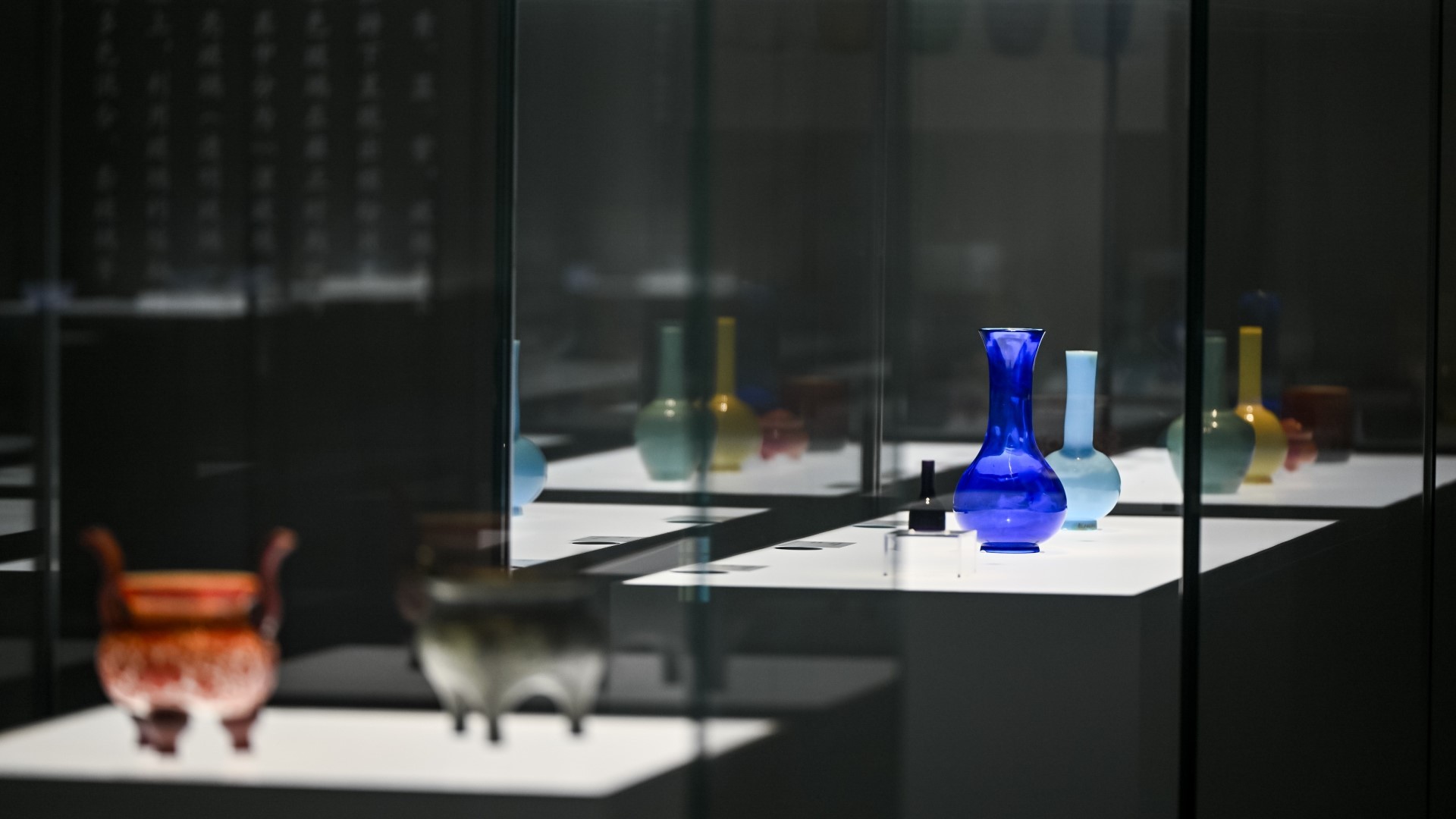 An undated photo shows ancient glassware on display at the Guardian Art Center in Beijing. /Photo provided to CGTN
