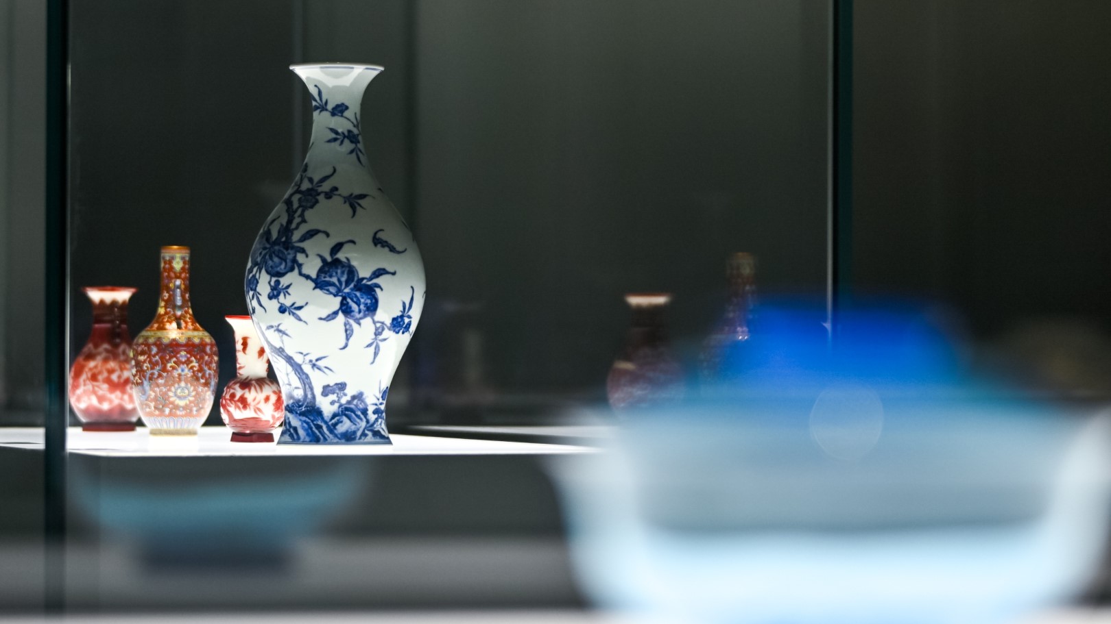 An undated photo shows ancient glassware on display at the Guardian Art Center in Beijing. /Photo provided to CGTN