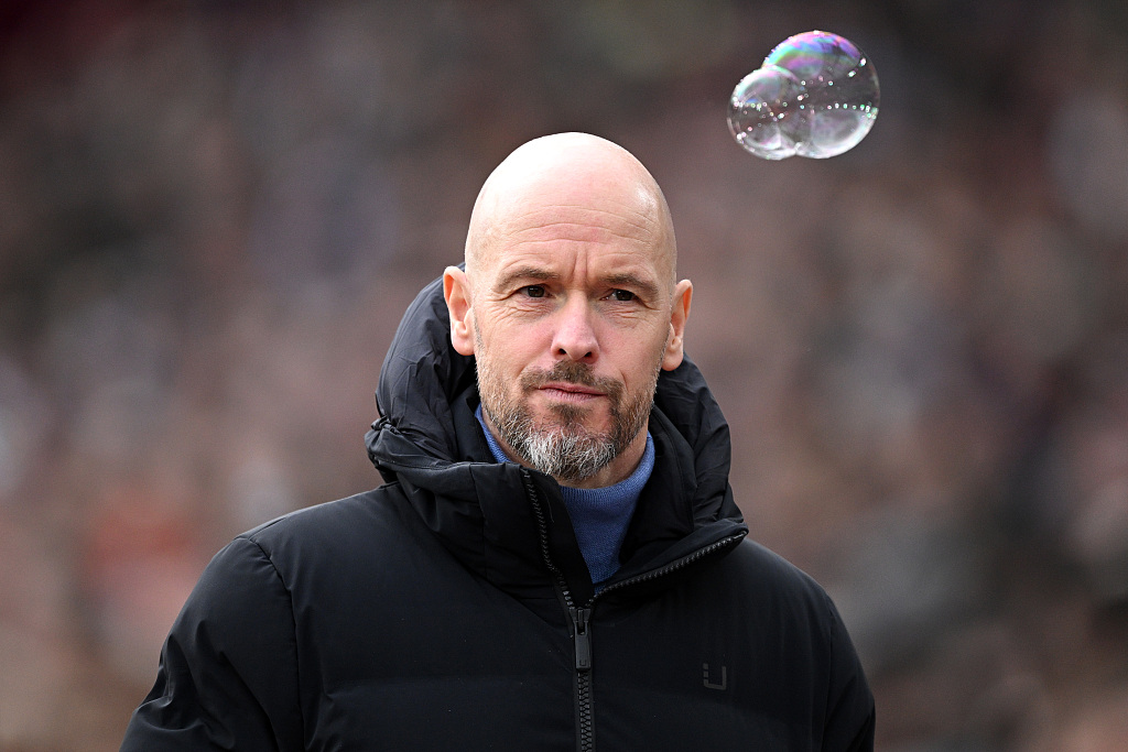 Erik ten Hag, Manager of Manchester United, reacts after his team's loss to West Ham United at London Stadium in London, England, December 23, 2023. /CFP