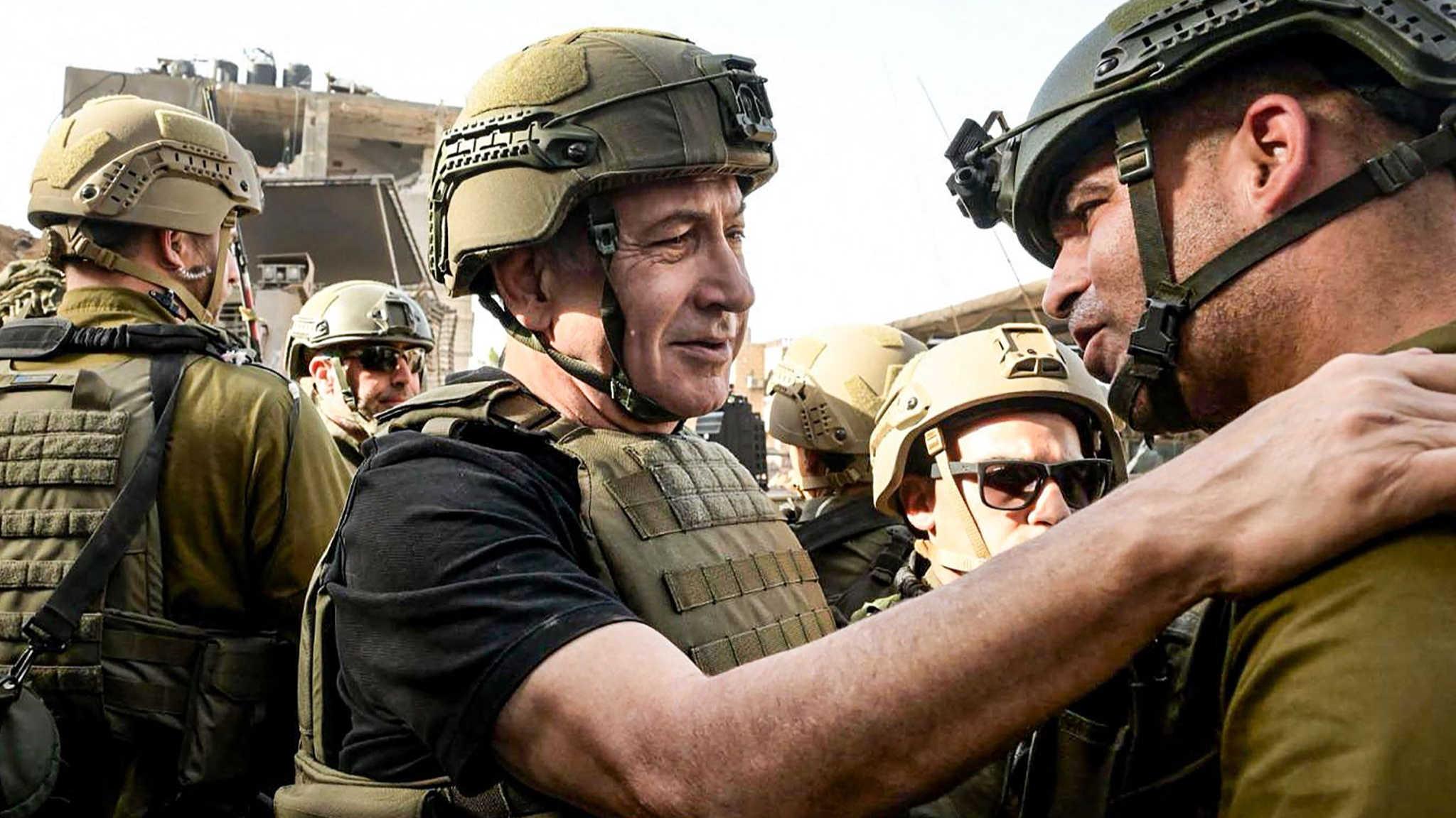 Israeli Prime Minister Benjamin Netanyahu inspects Israeli troops in the northern Gaza Strip, December 26, 2023. /CFP