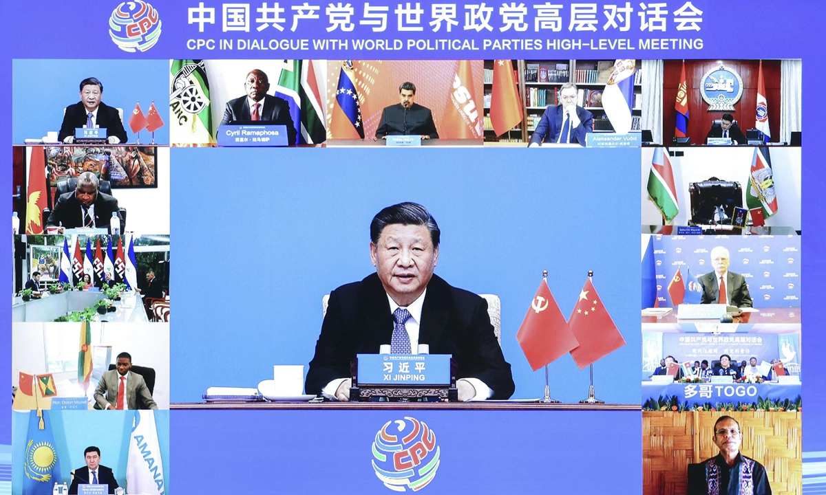 Xi Jinping, general secretary of the Communist Party of China (CPC) Central Committee and Chinese president, attends the CPC in Dialogue with World Political Parties High-Level Meeting via video link and delivers a keynote address in Beijing, on March 15, 2023. /Xinhua