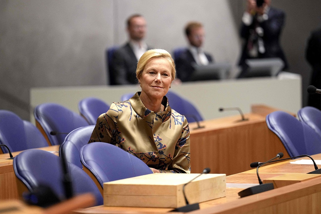 Outgoing Dutch Minister of Finance Sigrid Kaag looks on in the House of Representatives in The Hague, the Netherlands, September 19, 2023. /CFP