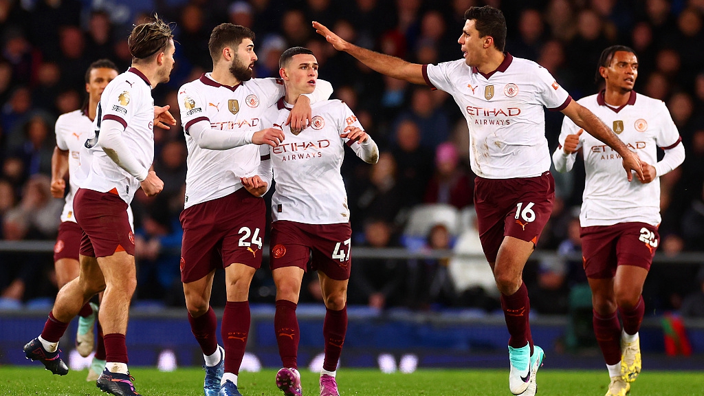 Manchester City players react after their Premier League clash with Everton at Goodison Park in Liverpool, England, December 27, 2023. /CFP