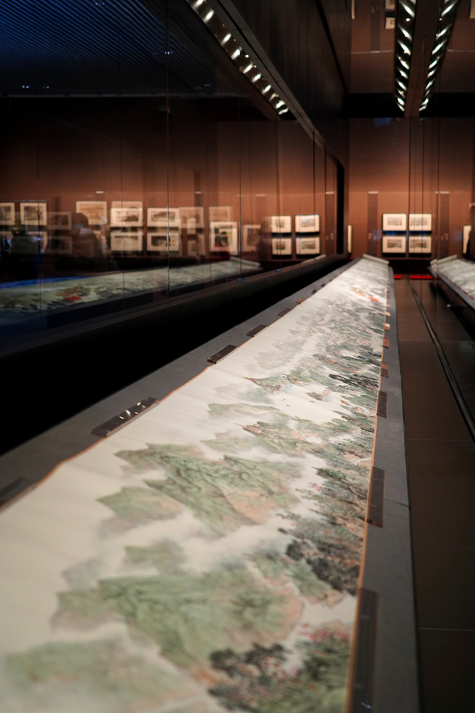 A photo taken on December 27, 2023, shows a panoramic scroll depicting the historical and cultural heritage of the Grand Canal and the iconic buildings of Beijing, China. /CFP