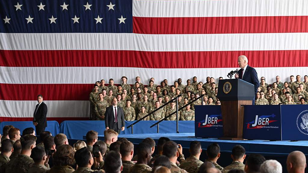 U.S. President Joe Biden delivers remarks to service members, first responders, and their families at Joint Base Elmendorf-Richardson in Anchorage, Alaska, United States, September 11, 2023. /CFP