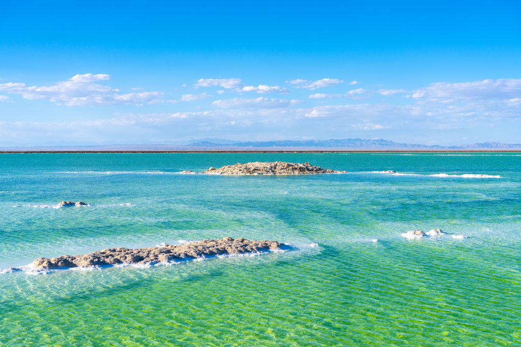 A bird's-eye view of Chaerhan Salt Lake in northwest China's Qinghai Province is seen on July 29, 2023. /CFP